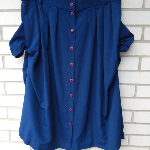 Vintage Plus Size Blue Skirt 36" to 38" Waist Pockets Button Front - Picture 6 of 10